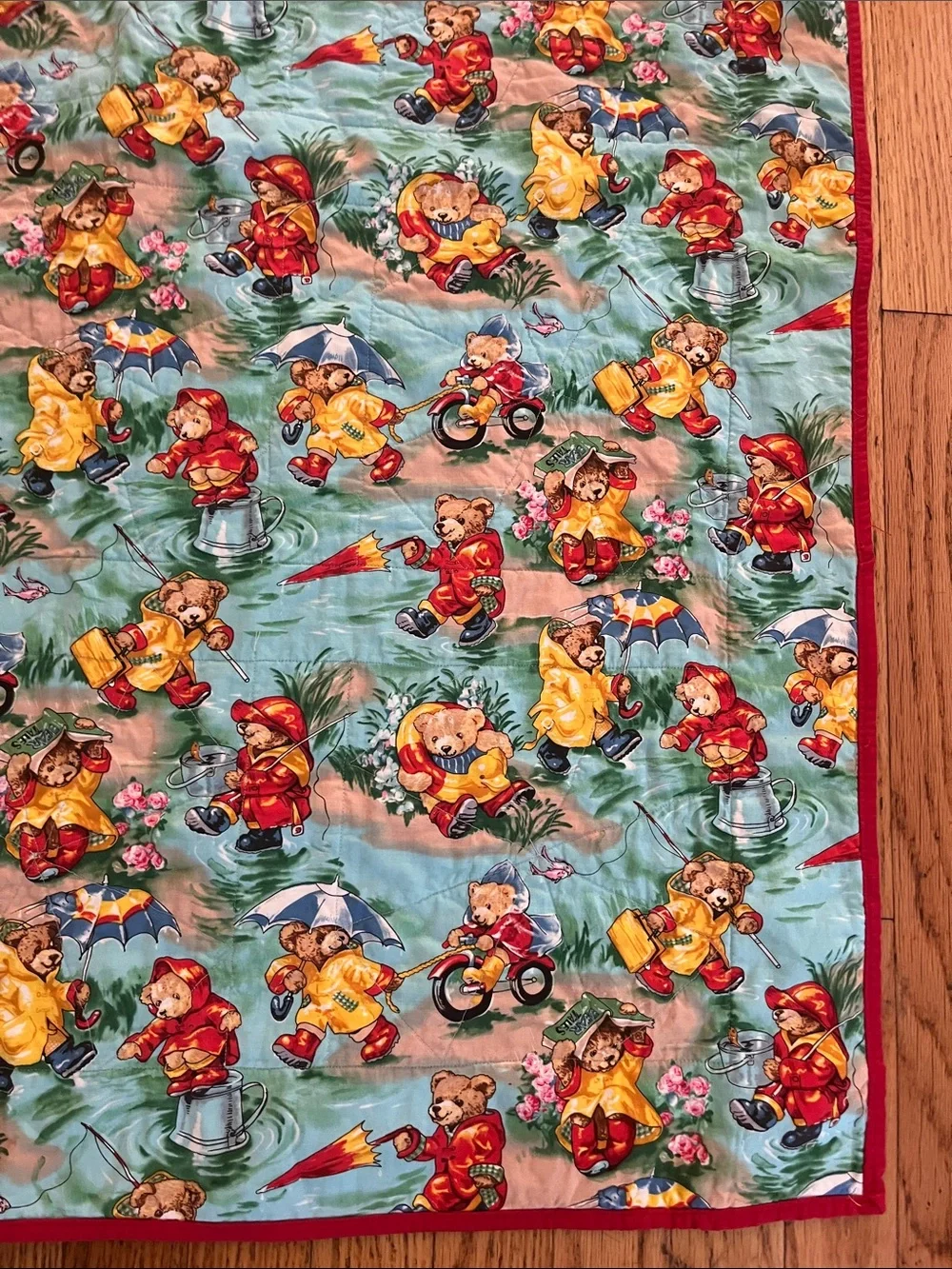 Reversible Bear Handmade Quilt  34” x 42 1/2”